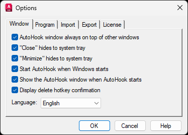 Program Window Dialog